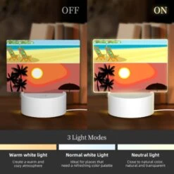 Rectangular Acrylic Night Light, A Beach Scene With A Sunset 2 Rectangular Acrylic Night Light, A Beach Scene With A Sunset -Pattern Diy Shop 6475a491d56bc76417ab0b7fb763f57179c548bc