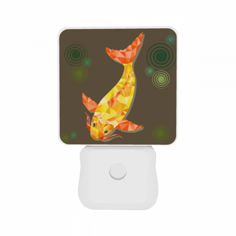 Night Light Set of 2, A yellow fish with a red mouth and orange fins swimming in the water. Night Light Set Of 2, A Yellow Fish With A Red Mouth And Orange Fins Swimming In The Water. -Pattern Diy Shop 64b72bd4b79e11e5d845a17115fd6fd6cf222005
