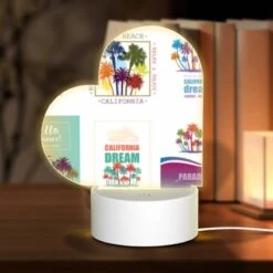 Love Acrylic Night Light, A Collection Of Postcards Featuring California And Tropical Destinations.