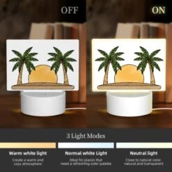 Rectangular Acrylic Night Light, A Drawing Of A Sun With Two Palm Trees On Either Side. 2 Rectangular Acrylic Night Light, A Drawing Of A Sun With Two Palm Trees On Either Side. -Pattern Diy Shop 67cf835408df85c58d8939d625dc9245ebe61898
