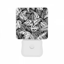 Night Light Set Of 2, A Black And White Image Of A Leafy Plant With A Pattern Of Dots. -Pattern Diy Shop 6acdc4038e6dedcf1ece0b46e7661b7ea51f1c22