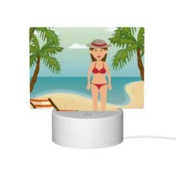 Rectangular Acrylic Night Light, A Woman In A Red Bikini Is Standing On A Sandy Beach. 9 Rectangular Acrylic Night Light, A Woman In A Red Bikini Is Standing On A Sandy Beach. -Pattern Diy Shop 6afa8da0a59b7dbf204864682381b31d06502385