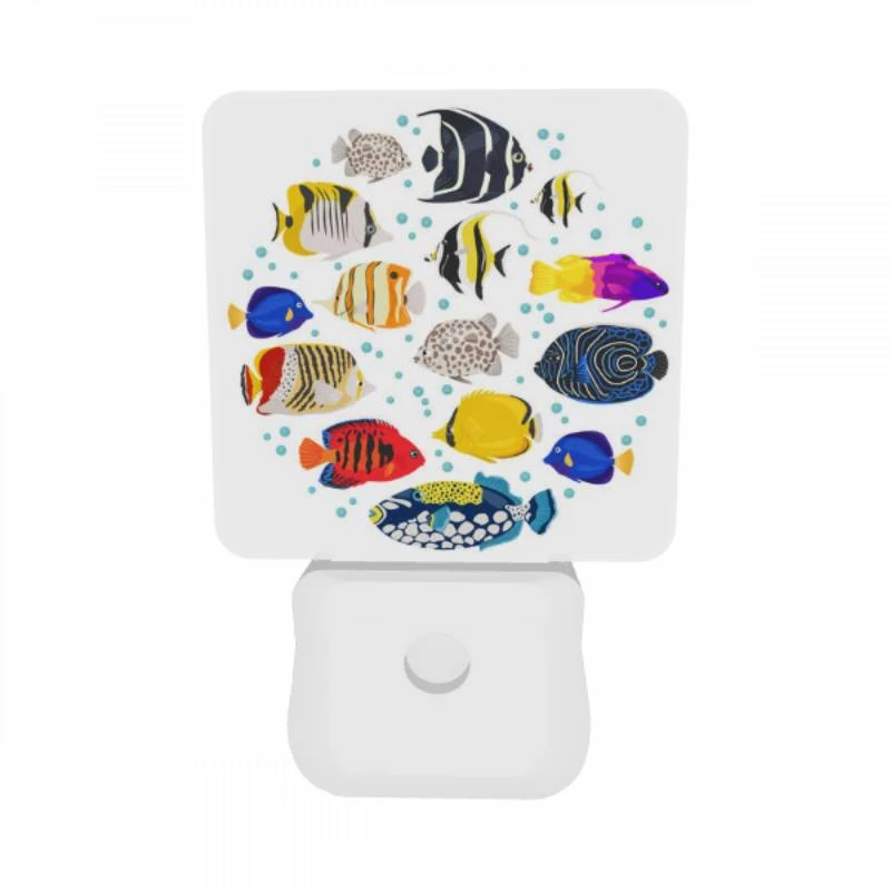 Night Light Set of 2, A colorful group of fish swimming in the ocean. Night Light Set Of 2, A Colorful Group Of Fish Swimming In The Ocean. -Pattern Diy Shop 6c419167acbcaf3a5b1fff1618b217c44c28bc1c