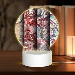 Round Acrylic Night Light, Three Colorful Designs Are Displayed Side By Side.