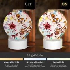 Round Acrylic Night Light, A Colorful Flower Arrangement With A Butterfly And A Bee. -Pattern Diy Shop 6da417ee81a4733d4730ef5f7d690da6f8851a9a