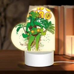 Love Acrylic Night Light, A Woman In A Green Bikini Is Holding A Surfboard.