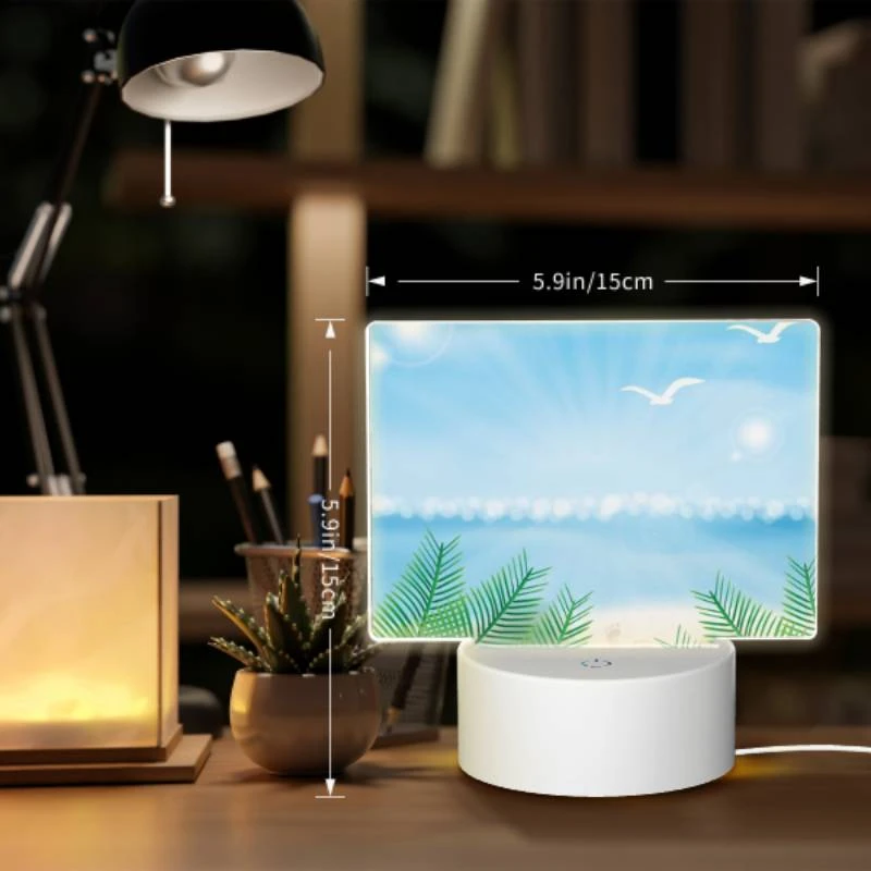 Rectangular Acrylic Night Light, A sunny day at the beach with a few birds flying overhead. Rectangular Acrylic Night Light, A Sunny Day At The Beach With A Few Birds Flying Overhead. -Pattern Diy Shop 6eb49a5e65afa160942de711d2677431c51820aa