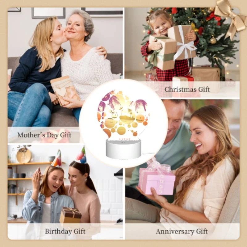 Round Acrylic Night Light, A colorful beach scene with palm trees and a sunset. Round Acrylic Night Light, A Colorful Beach Scene With Palm Trees And A Sunset. -Pattern Diy Shop 6fe59526e7f0c92c67dc8dc8a14aa56d3d1e9e16