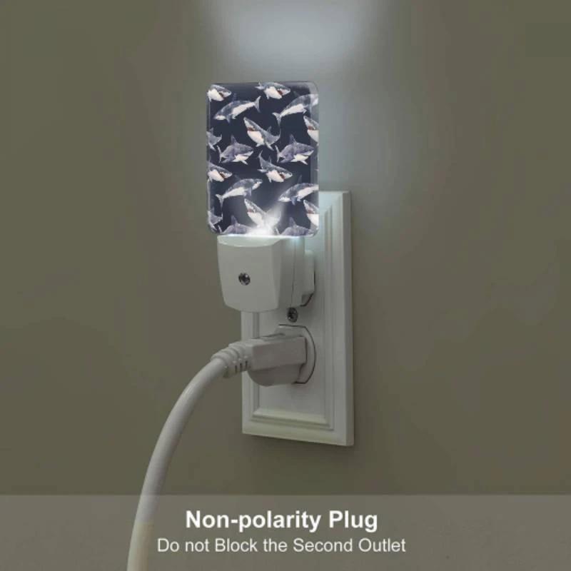 Night Light Set of 2, A pattern of sharks on a blue background. Night Light Set Of 2, A Pattern Of Sharks On A Blue Background. -Pattern Diy Shop 7069235ec1c0f6254da02062374cb66e1b40597e