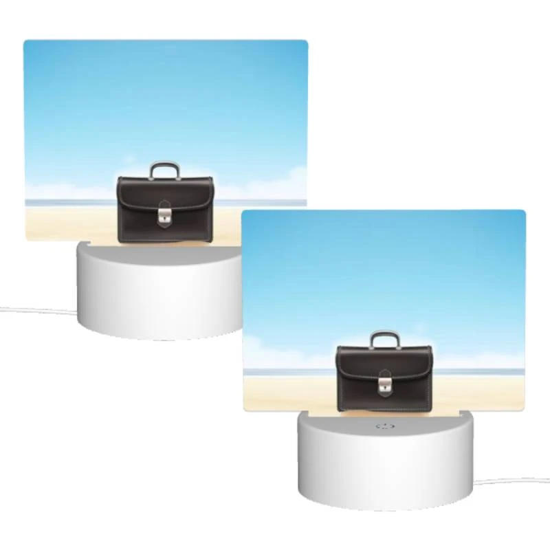 Rectangular Acrylic Night Light, A black briefcase is sitting on a beach. Rectangular Acrylic Night Light, A Black Briefcase Is Sitting On A Beach. -Pattern Diy Shop 7094a110a3d9e9929e9f6fd7609c76c40842a558