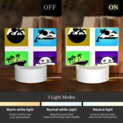 Rectangular Acrylic Night Light, Four Different Colored Images Of Palm Trees. -Pattern Diy Shop 71bf5fd0a89b1999ba21cbd7942922434bf46dfd