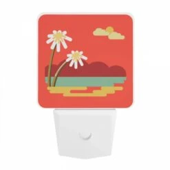 Night Light, A Red And Yellow Sunset With Two White Flowers. -Pattern Diy Shop 71f488e270b4dd7a983cc02ea9450e75e7e24361