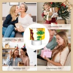 Rectangular Acrylic Night Light, A Woman Is Holding A Surfboard In Front Of A Tropical Beach. -Pattern Diy Shop 7343b2ddbcdef1fd94fbd0a5d4b6421a99e38317