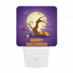 Night Light, A Tree With Halloween Decorations And A Banner That Says "Happy Halloween." 7 Night Light, A Tree With Halloween Decorations And A Banner That Says "Happy Halloween." -Pattern Diy Shop 74153ae93cb4707dc29e83e40924e2654272649f
