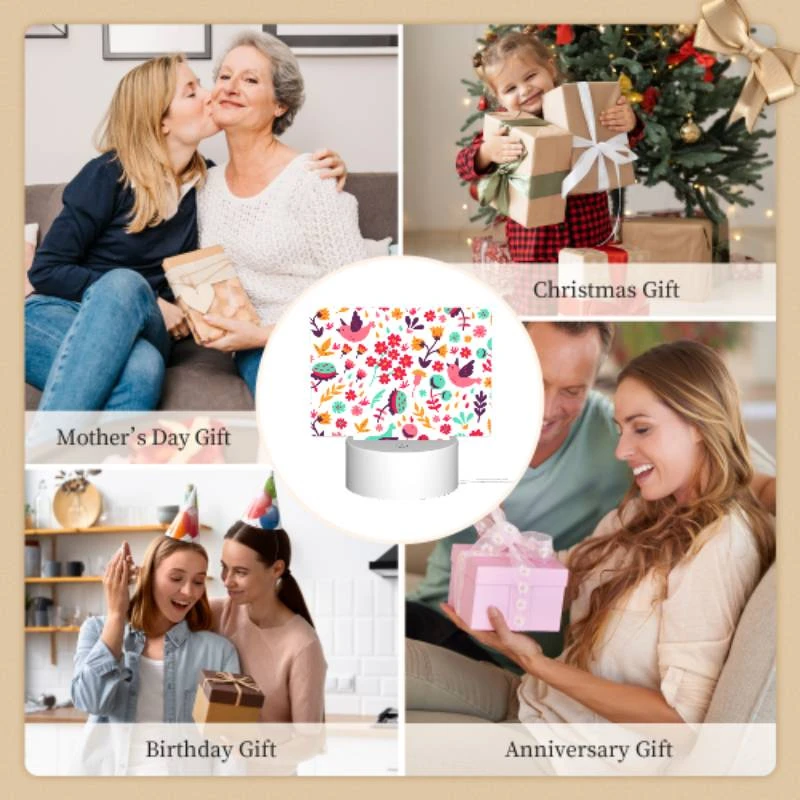 Rectangular Acrylic Night Light, A colorful bird with a flower in its mouth. Rectangular Acrylic Night Light, A Colorful Bird With A Flower In Its Mouth. -Pattern Diy Shop 75064a71e2bbea4004315872102cff13deb884e9