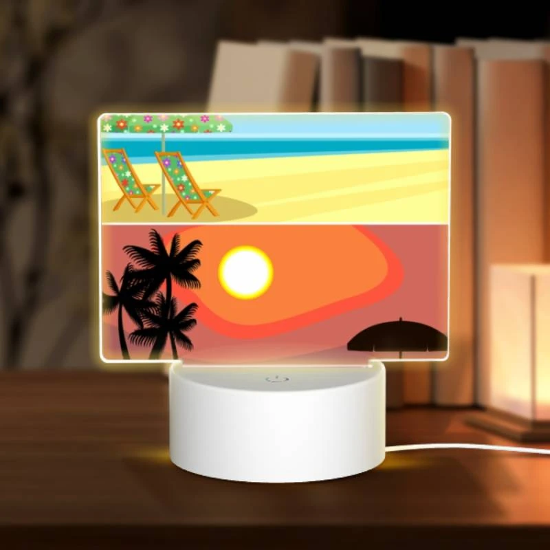 Rectangular Acrylic Night Light, A beach scene with a sunset Rectangular Acrylic Night Light, A Beach Scene With A Sunset -Pattern Diy Shop 75d005283e6080e0fc3dd25b2759cc7a20d25a29