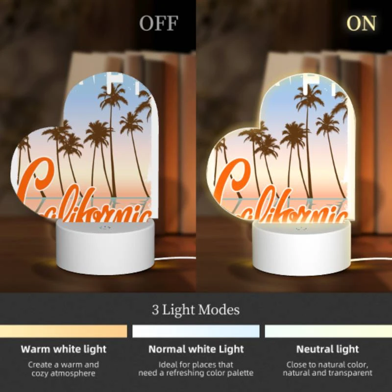 Love Acrylic Night Light, A beach scene with the word "California" written in orange. Love Acrylic Night Light, A Beach Scene With The Word "California" Written In Orange. -Pattern Diy Shop 7602f8cdbdfbe0dd2ea3b4289886b90fb3c4de55
