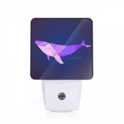 Night Light, A Purple And Pink Whale Is Shown In A Blue Background.