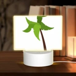 Rectangular Acrylic Night Light, A Green Palm Tree With A Brown Trunk.