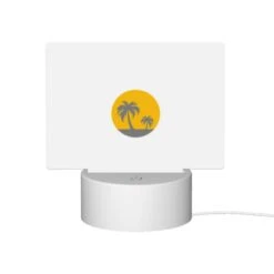 Rectangular Acrylic Night Light, A Yellow Sun With Two Palm Trees In The Middle Of A White Background. -Pattern Diy Shop 77beb9a0168ac93f0a527144ce38dd297ddc95a0