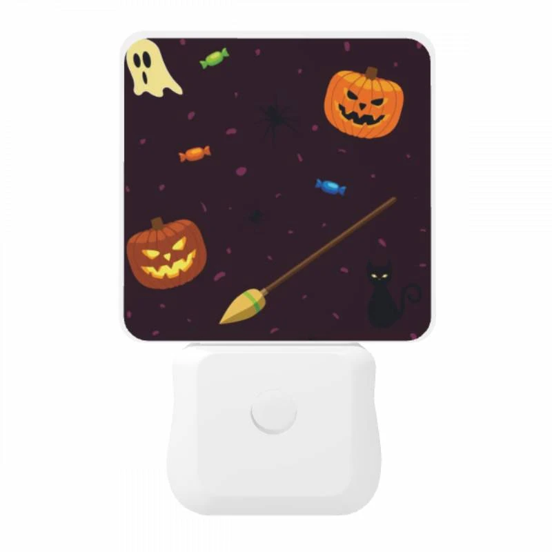 Night Light, A black cat is next to a broom and a pumpkin. Night Light, A Black Cat Is Next To A Broom And A Pumpkin. -Pattern Diy Shop 78b1158b06b2d5f68198e17f9be6515f72ea97fc
