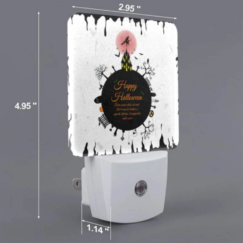 Night Light, A black and white poster with a witch on a broomstick and the words "Happy Halloween" written in orange. Night Light, A Black And White Poster With A Witch On A Broomstick And The Words "Happy Halloween" Written In Orange. -Pattern Diy Shop 79835992402f7fb3ed0c5a88e2b38150cf906596