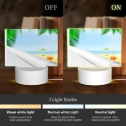 Rectangular Acrylic Night Light, A Painting Of A Beach With Palm Trees And A Starfish. 2 Rectangular Acrylic Night Light, A Painting Of A Beach With Palm Trees And A Starfish. -Pattern Diy Shop 7a4a9a44f88893d24a45d3a1749f4c7e0f81a715