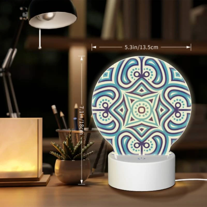 Round Acrylic Night Light, A blue and white patterned design. Round Acrylic Night Light, A Blue And White Patterned Design. -Pattern Diy Shop 7b391721b957e3b9d844b06697e0b6c610942631