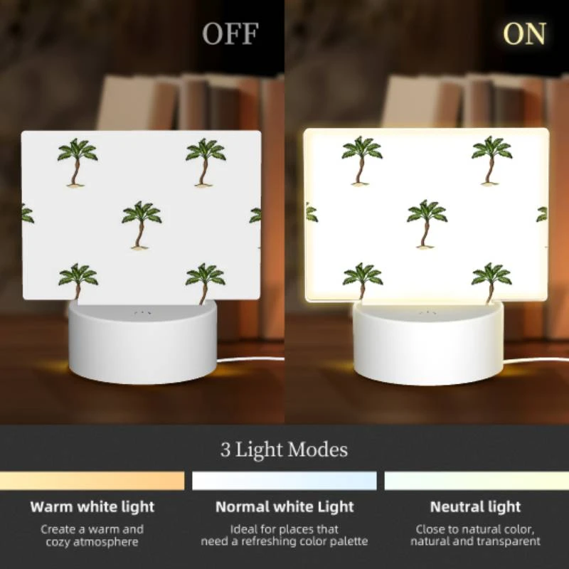 Rectangular Acrylic Night Light, A pattern of palm trees on a white background. Rectangular Acrylic Night Light, A Pattern Of Palm Trees On A White Background. -Pattern Diy Shop 7bdf2a7e6c1d8bc46d45a36db823487a216125b2