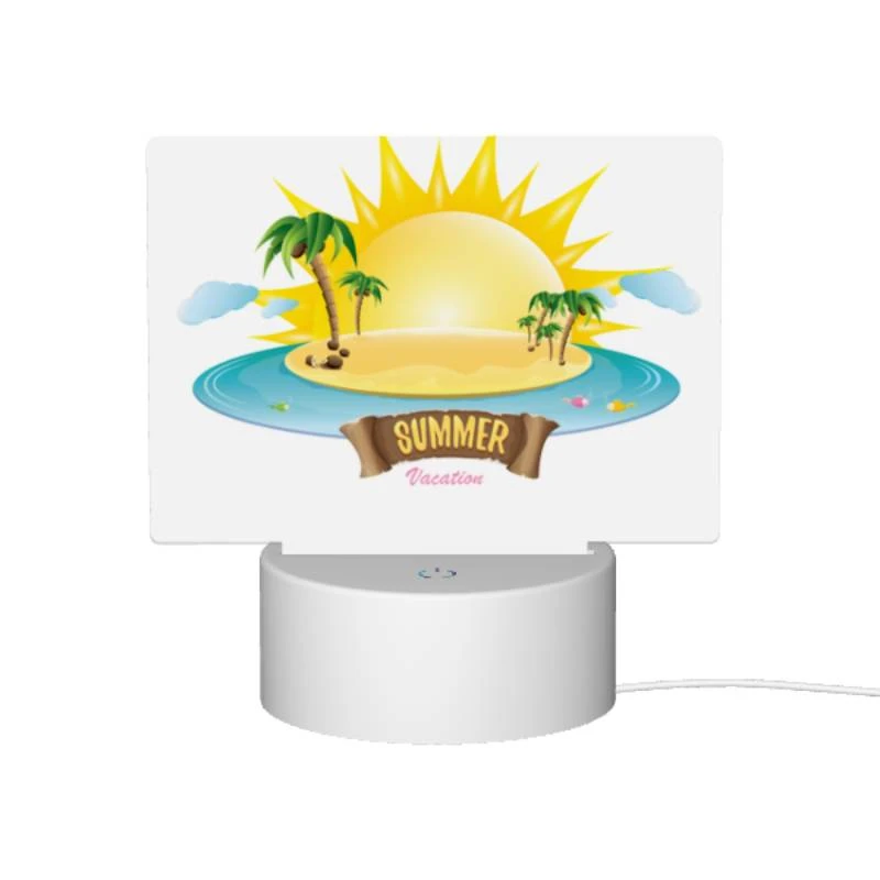 Rectangular Acrylic Night Light, A cartoon of a sunny beach with palm trees and a sun. Rectangular Acrylic Night Light, A Cartoon Of A Sunny Beach With Palm Trees And A Sun. -Pattern Diy Shop 7e758f1dfa1d21c01e62431eef6f0e0520b930c1