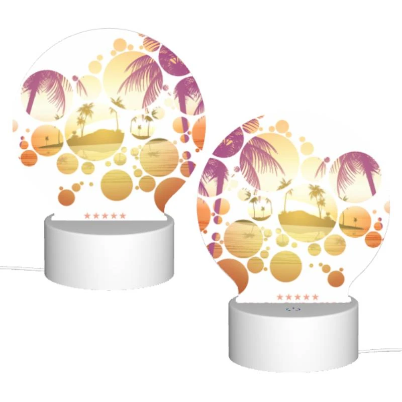 Round Acrylic Night Light, A colorful beach scene with palm trees and a sunset. Round Acrylic Night Light, A Colorful Beach Scene With Palm Trees And A Sunset. -Pattern Diy Shop 7ebe7ef28e7bdea4f84358c172a630436d5675d6