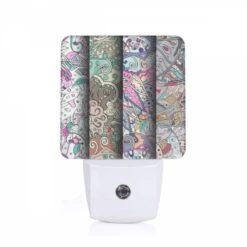 Night Light, Three Colorful Designs Are Displayed On A Wall.