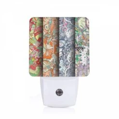 Night Light, Four Different Colored Designs Of Flowers.