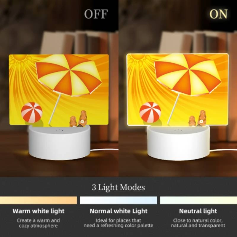 Rectangular Acrylic Night Light, A sunny day with a yellow umbrella Rectangular Acrylic Night Light, A Sunny Day With A Yellow Umbrella -Pattern Diy Shop 80e6acecaf078a1e3189d3ccecefdbc6516cf91f