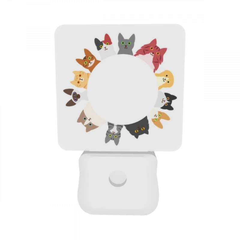 Night Light Set of 2, A circle of cats with different colors and expressions. Night Light Set Of 2, A Circle Of Cats With Different Colors And Expressions. -Pattern Diy Shop 8433b6ebdf893ec836162ec10f15afda39f76ff3