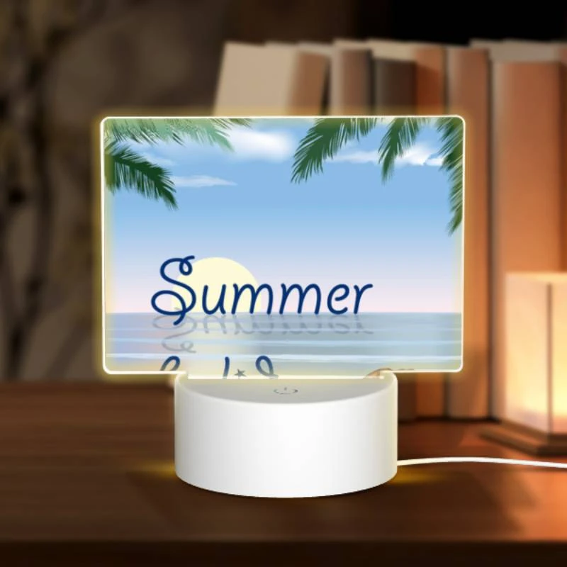 Rectangular Acrylic Night Light, A beautiful beach scene with a shell and a palm tree. Rectangular Acrylic Night Light, A Beautiful Beach Scene With A Shell And A Palm Tree. -Pattern Diy Shop 86d06e504b8e98fd65bfe890d5a0d9b7c0424274