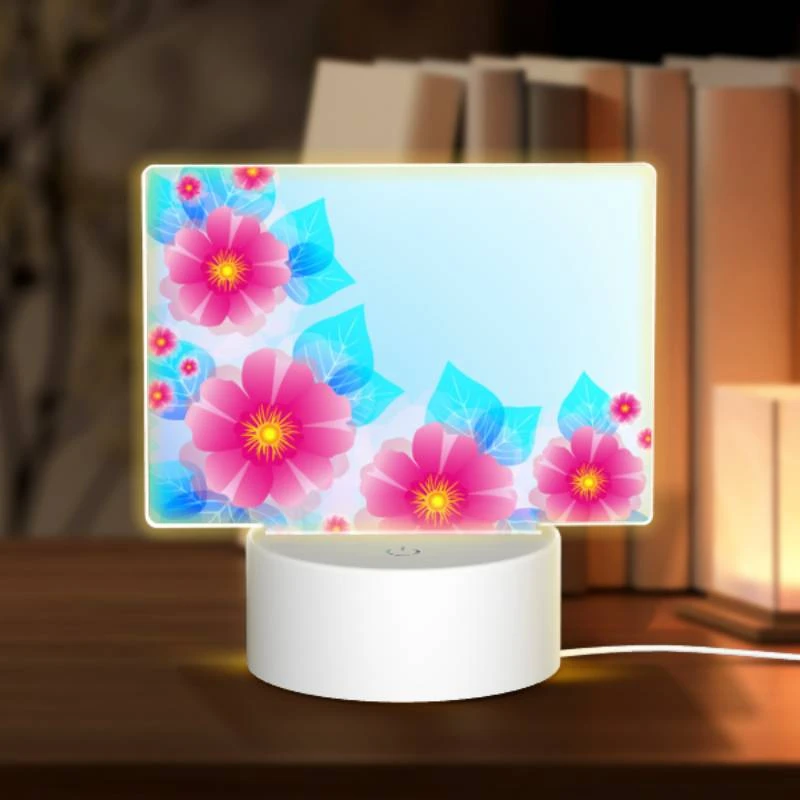 Rectangular Acrylic Night Light, A blue and pink flower arrangement. Rectangular Acrylic Night Light, A Blue And Pink Flower Arrangement. -Pattern Diy Shop 87b4f6686b8ddc9127c861c1a075bd2555a4f7b7