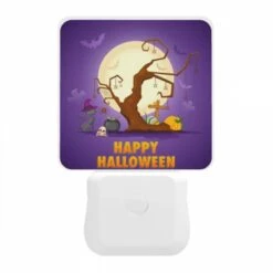 Night Light, A Tree With Halloween Decorations And A Banner That Says "Happy Halloween." 9 Night Light, A Tree With Halloween Decorations And A Banner That Says "Happy Halloween." -Pattern Diy Shop 887dc356798d5cc8b2ce9cb4701c82376f9293fb