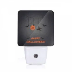 Night Light, A Halloween Decoration With A Pumpkin And A Bat.