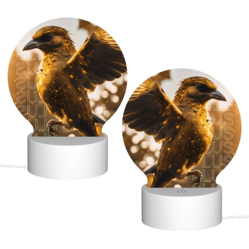 Round Acrylic Night Light, A bird with a yellow body and brown wings is perched on a branch. Round Acrylic Night Light, A Bird With A Yellow Body And Brown Wings Is Perched On A Branch. -Pattern Diy Shop 8a8720cb7c5f0b416a0ce6b79ebfd46bf0487875
