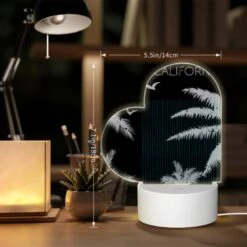 Love Acrylic Night Light, A Black And White Image Of A Palm Tree With Birds Flying Around It. -Pattern Diy Shop 8b98c47244bed065e3491cb4e76ec8e7661d7bd8