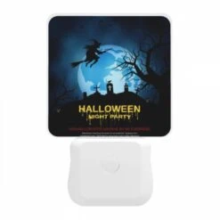 Night Light, A Witch Flies Over A Halloween Night Party. -Pattern Diy Shop 8db961c347101a5c4cd7b6fa64d77a3dbb657bf1