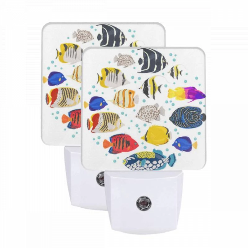 Night Light Set of 2, A colorful group of fish swimming in the ocean. Night Light Set Of 2, A Colorful Group Of Fish Swimming In The Ocean. -Pattern Diy Shop 8deb7480f8709ab0a662514f07ff87484c76b054