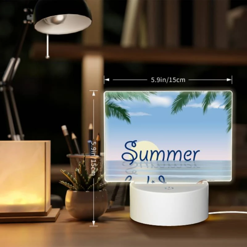 Rectangular Acrylic Night Light, A beautiful beach scene with a shell and a palm tree. Rectangular Acrylic Night Light, A Beautiful Beach Scene With A Shell And A Palm Tree. -Pattern Diy Shop 8ee4047a81c35106a164e62dae98212d8aa17fca