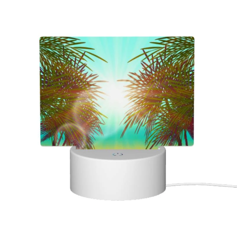 Rectangular Acrylic Night Light, A sunset with two palm trees in the foreground. Rectangular Acrylic Night Light, A Sunset With Two Palm Trees In The Foreground. -Pattern Diy Shop 8f90207114357b2b01409df7eb0776ec31e52cb7