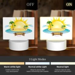 Rectangular Acrylic Night Light, A Cartoon Of A Sunny Beach With Palm Trees And A Sun. 2 Rectangular Acrylic Night Light, A Cartoon Of A Sunny Beach With Palm Trees And A Sun. -Pattern Diy Shop 90be7928eb8f016361100bf7c2a1301aee4d3bab