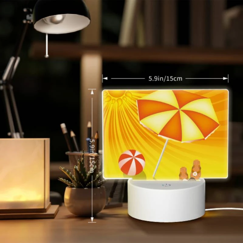Rectangular Acrylic Night Light, A sunny day with a yellow umbrella Rectangular Acrylic Night Light, A Sunny Day With A Yellow Umbrella -Pattern Diy Shop 913cd634a0f929317b173231c35b04d41feec954