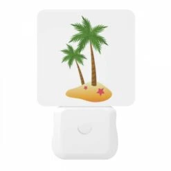 Night Light, A Green Palm Tree On A Sandy Beach. -Pattern Diy Shop 9239cdbec9e81d258fe2ad43ce95ed3a17184b78