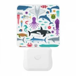 Night Light, A Colorful Cartoon Of Various Sea Creatures. -Pattern Diy Shop 9276deec98637ca697aa0ab9e7b2c2ef74a71d28