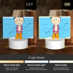 Rectangular Acrylic Night Light, A Cartoon Character Wearing A Lei And Shorts Is Standing On A Beach. -Pattern Diy Shop 92e111eecd087134ed3da14402171346fb9c5e6e